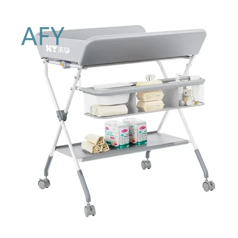Simple Changing Table for Newborn Baby Care Foldable Massage Touch Nursery Organizer Storage Shelves Bedroom Furniture for