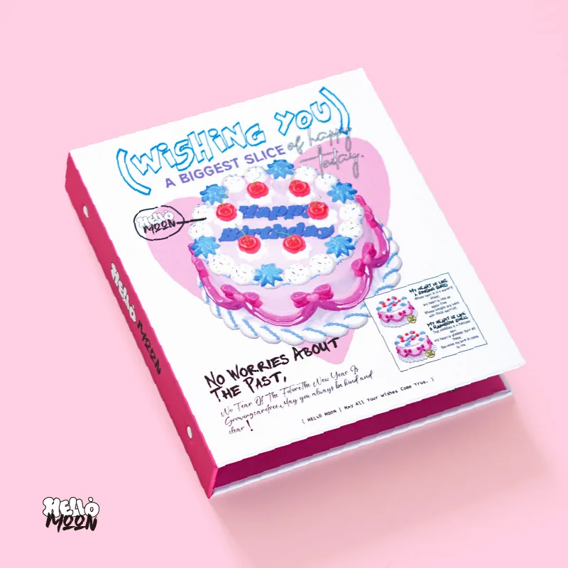 Cute Cake Themed Big A5 Card Album, 4-Pocket Hardboard Binder for K-Pop Idol Photos & Polaroid Collection Korean 포카 바인더