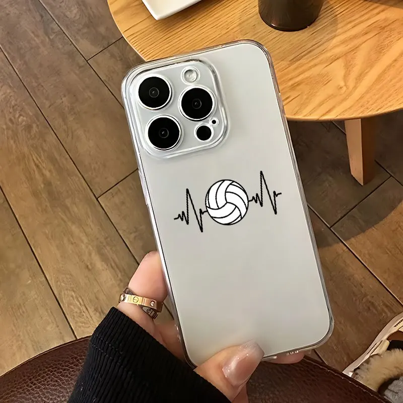 

Volleyball and radio wave pattern phone case suitable for iPhone 17 16 15 14 13 12 11 Pro/Max/Plus anti drop and shockproof