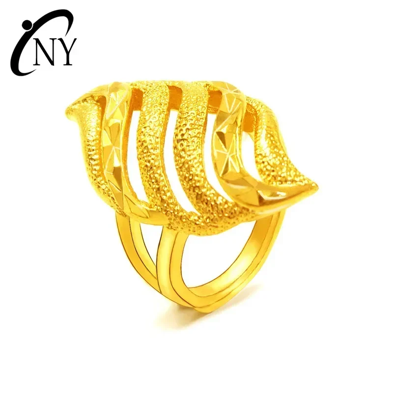 

9999 Real Gold 24K Leaf Euro Gold Ring Popular Women's Ring, Pure Yellow Thick Gold