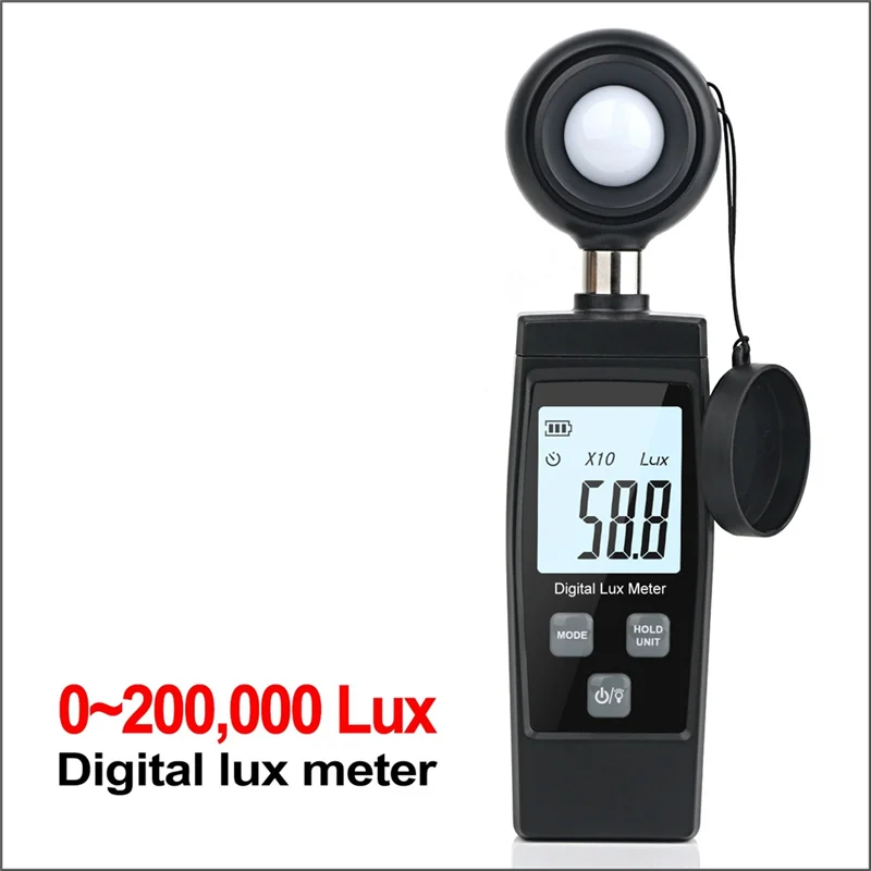 مقياس لوكس الرقمي 0-200، 000 لوكس الرقمي LCD جيب ضوء متر لوكس/FC قياس اختبار مقياس الإضاءة الاستشعار مقياس الضوء، دائم