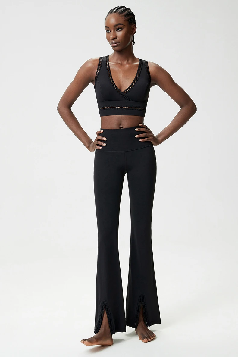 Zweiteiliges Fitness-Yoga-Set für Damen, weich, schmal geschnitten, dehnbar, atmungsaktiv, schnell trocknend, Sportbekleidung für Damen, Trainingskleidung – Detail 9