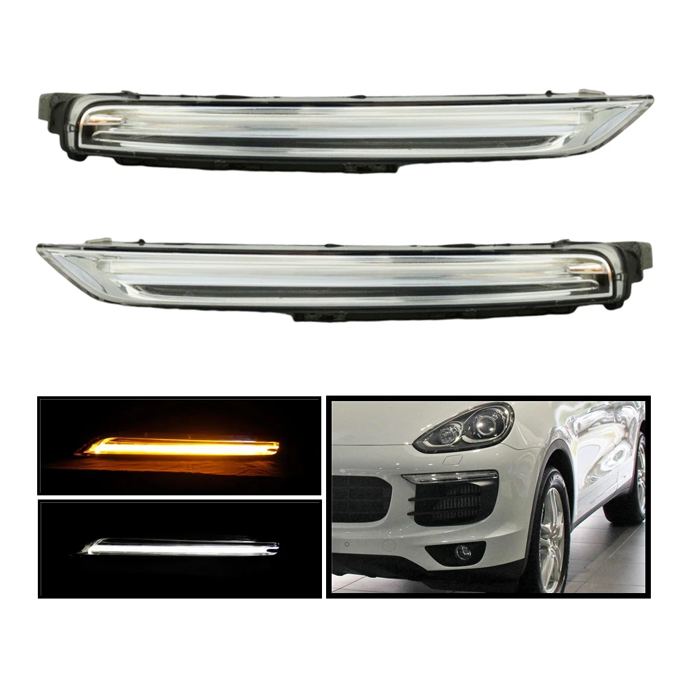 LED DRL For Porsche Cayenne 2015 - 2017 Day Running Lights Front Turn Signal Light 95863118130 95863118230