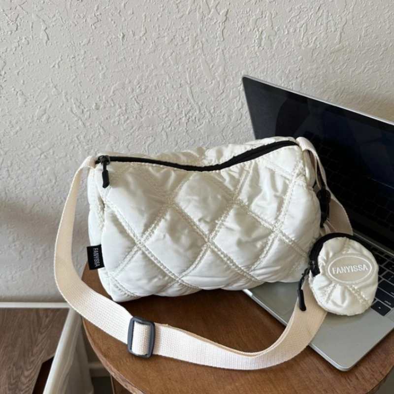 

Сплошные цветные сумки через плечо из ткани Оксфорд для девочек, женские сумки на плечо с ромбовидным узором, женские сумки большой вместимости с небольшим кошельком