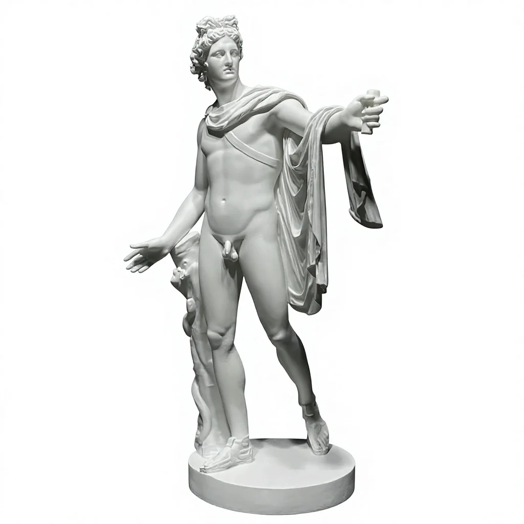 xx-Apollo Sculpture Artwork Greek Fiberglass Statue 126cm X 87cm X 200cm European Design Floor-Standing Decorative Art Piece for