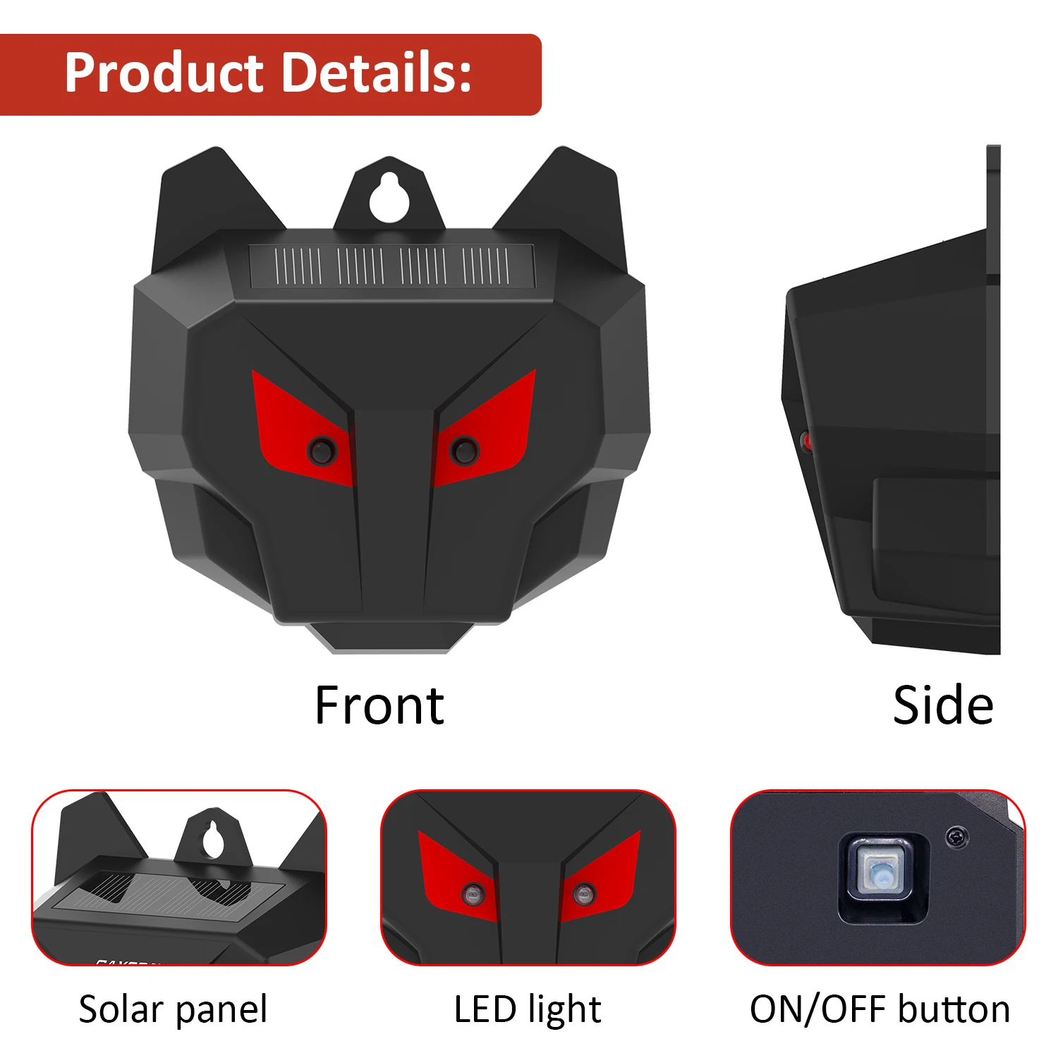 2025US STOCK High Quality 2/4 Pack Animal Repeller Solar Powered Pest Control with Flashing Red Light for Outdoor Wild Pig/Fox