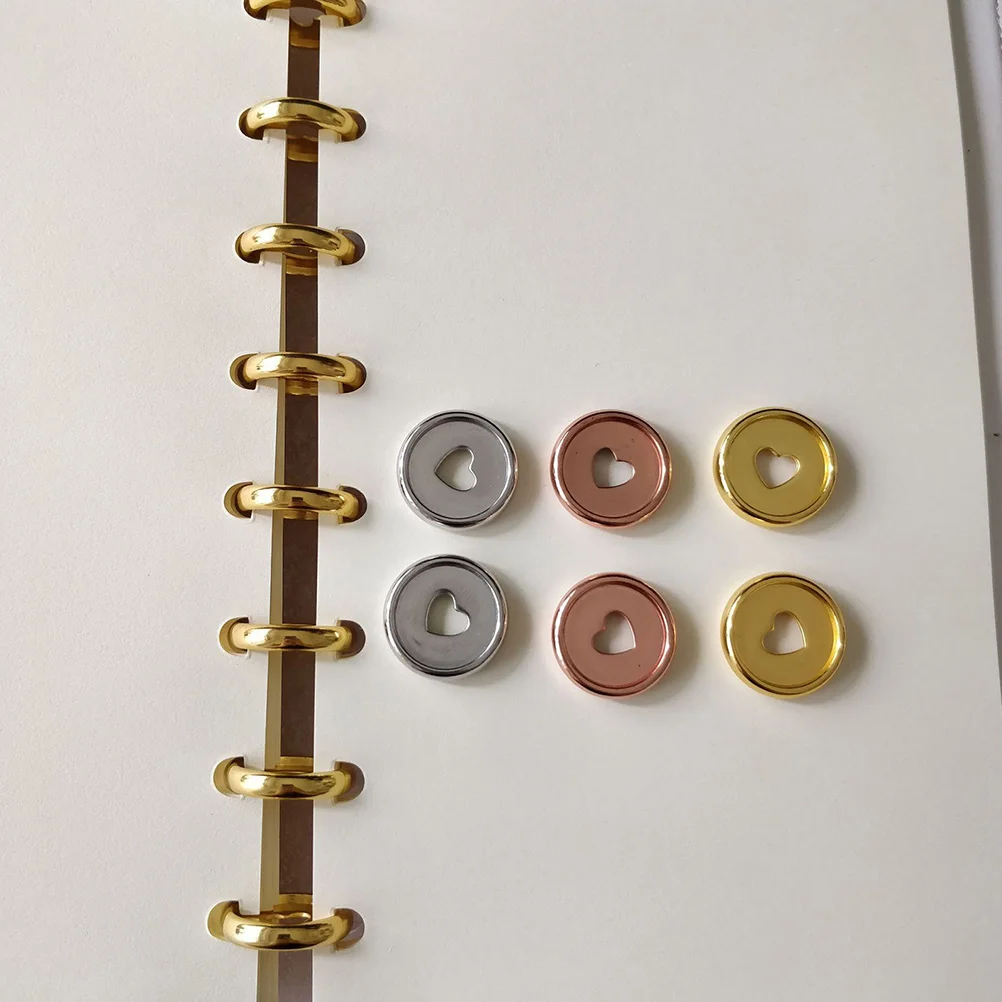 10 Stuks Ringen Paddestoel Gat Bindmiddel Boek Tool Plastic Binding Gesp Hartvormige Harten Schijven Gouden Voor Notebook Kantoor