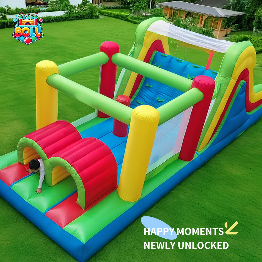 Bounce House 6.5*2.8*2.4m Bounce Castle Obstacle for Kids Inflatable Games Toys Slide Bouncer Jumping Trampoline