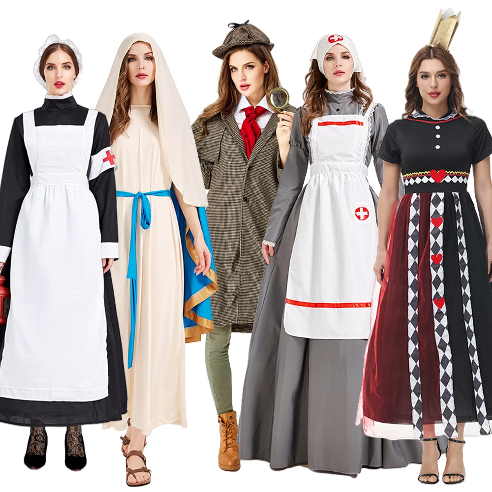 

loween Nurse Poker Queen Mary Holmes Role-plang Women's Costume Polyester Material Summer Collection Faionable Ladies'...