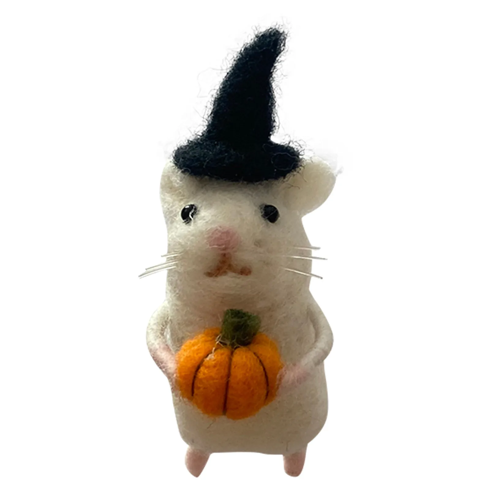 フェルトマウスとカボチャの装飾品、カボチャの針でハロウィーン、クリスマスプレゼント、動物の針、ミニチュア動物の装飾品