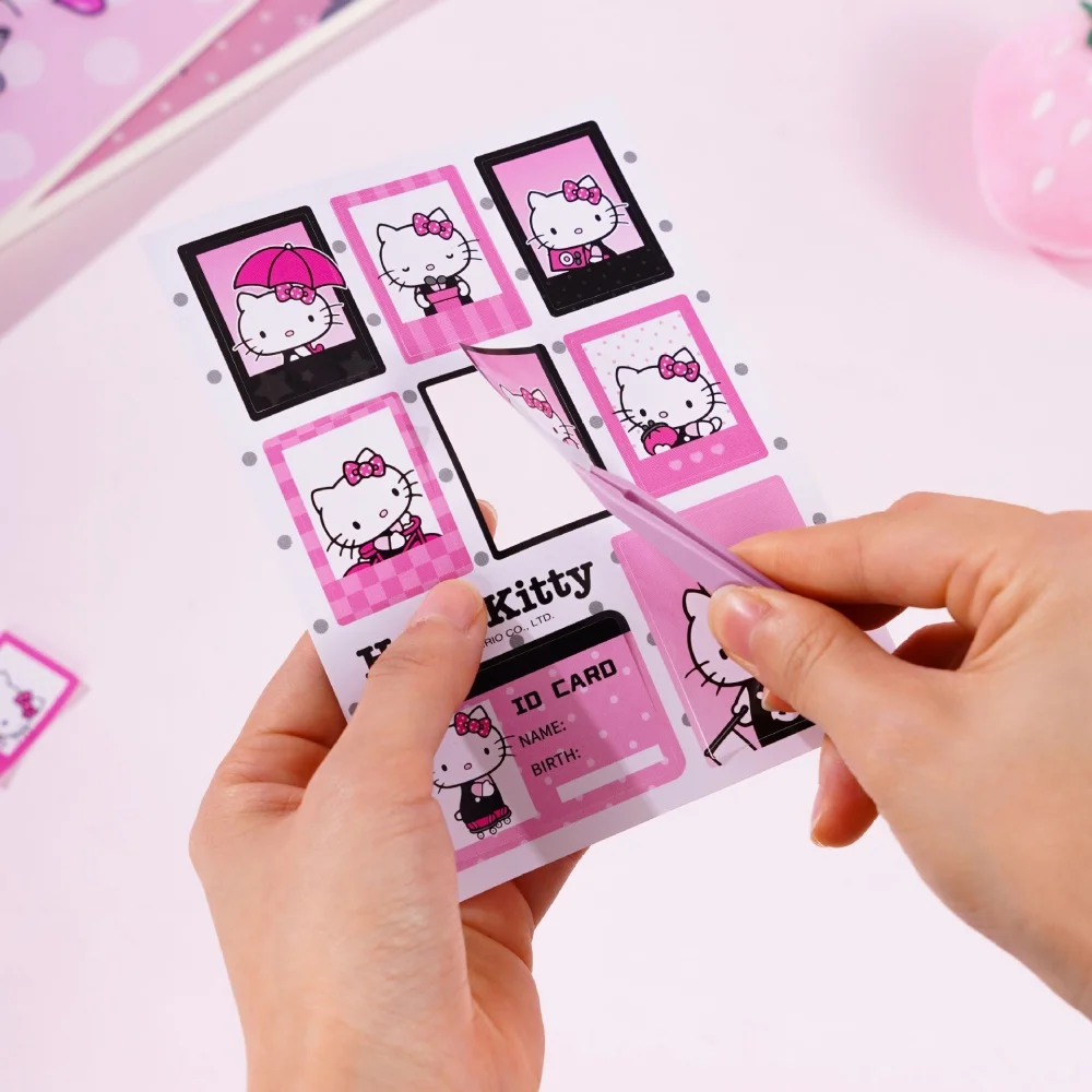 Genuine Sanrio Hello Kitty Stickers Toy Cartoon Kt Cat ID Label Decals For Photocard Album Scrapbook Cup Daily Object Decoration