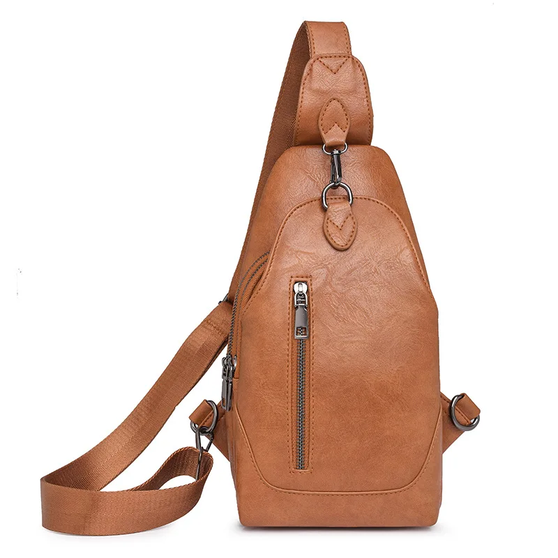 

New Solid Color Shoulder Bag Female PU Leather Crossbody Bag Shoulder Bag Large Capacity Chest Pack Light Mobile Phone Bag