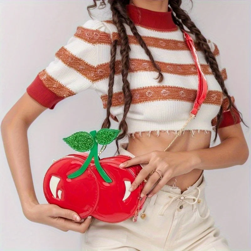 

Fashionable and creative cherry shaped women's shoulder bag, cute and personalized mini chain diagonal cross bag
