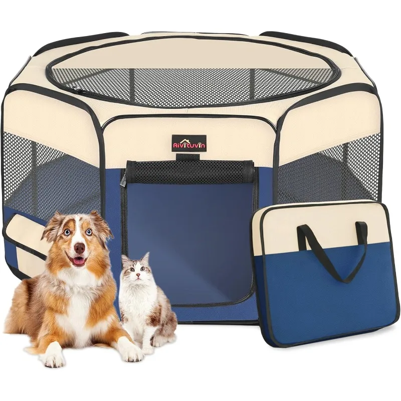 

Aivituvin Dog Playpen, Foldable Pet Play Pens with Carrying Bag for Cat, Puppies, Rabbits, Portable Dog Tent Crates Cage