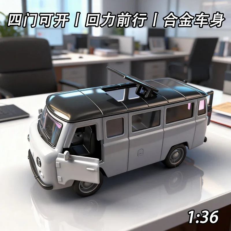 1:36 Traveler Van Diecast Alloy Classic Minibus Model with Openable Doors for Car Collectors Hobby Display Desktop Decoration - view 4