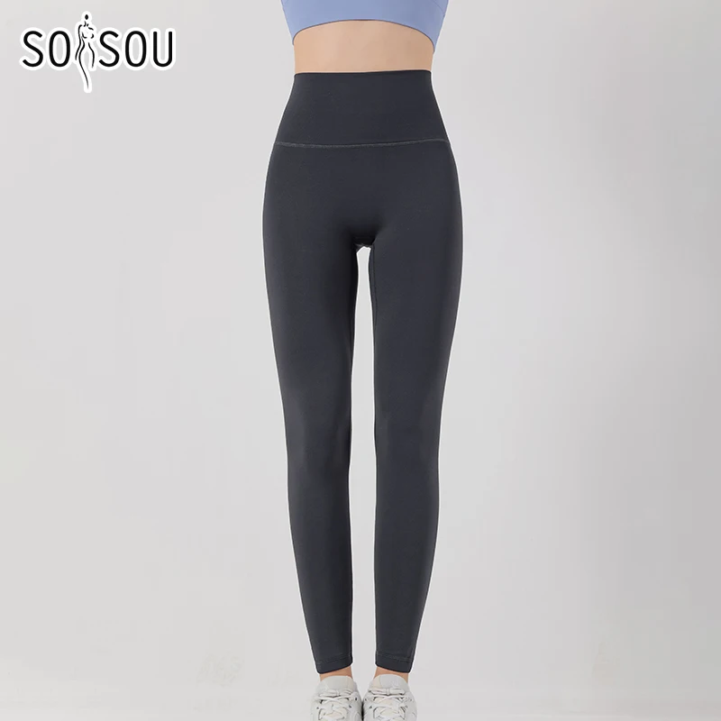 SOISOU Warm Winter Velvet Leggings Yoga Sexy Women\'s Pants Sport Fitness Gym Legging Woman Thermal Tights High Waist Elastic