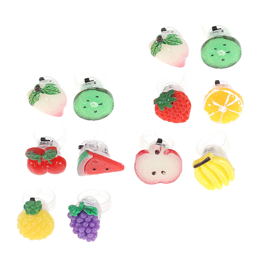 

12 Pcs Glowing Ring Children's Jeweler Rings for Kids Flashing Props Fruit Shape Fruit-shaped LED