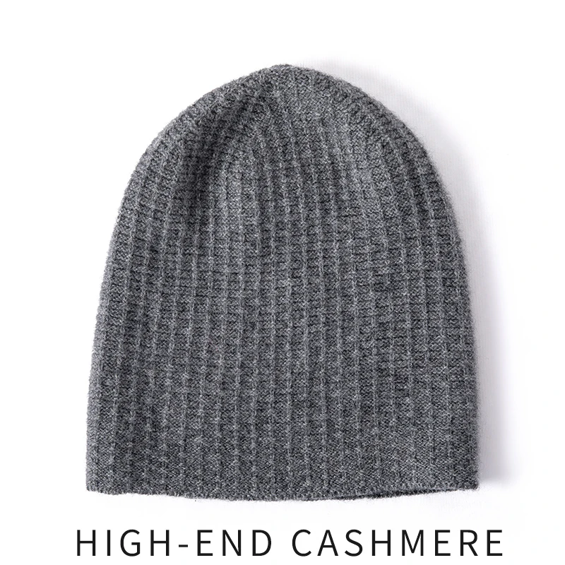 النساء 100% الكشمير الخالص قبعة صغيرة الضلع متماسكة بلون شتاء دافئ لينة مترهل Skullies قبعة الطقس البارد التبعي #1