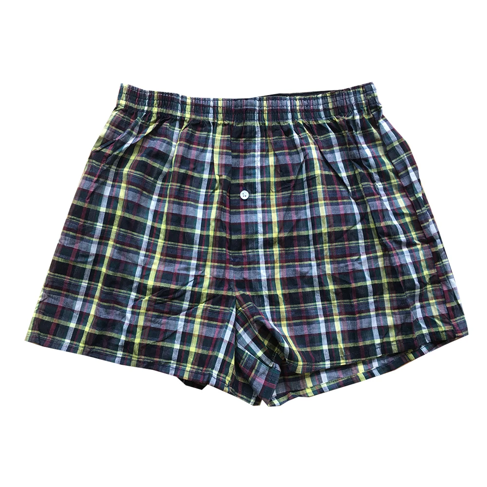 1pcs Mens Cotton Underwear Oversized Casual Breathable Underpants Stripes Plaid Boxer Briefs Random Color Woven Short Pants