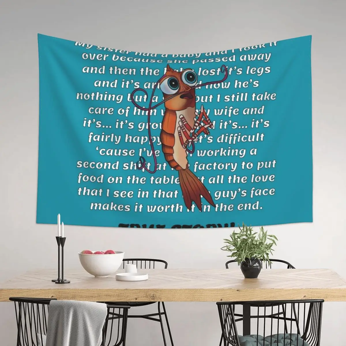 

Shrimp Sob Story (Shark Tale) Tapestry Carpet Wall Decor Home Tapestry