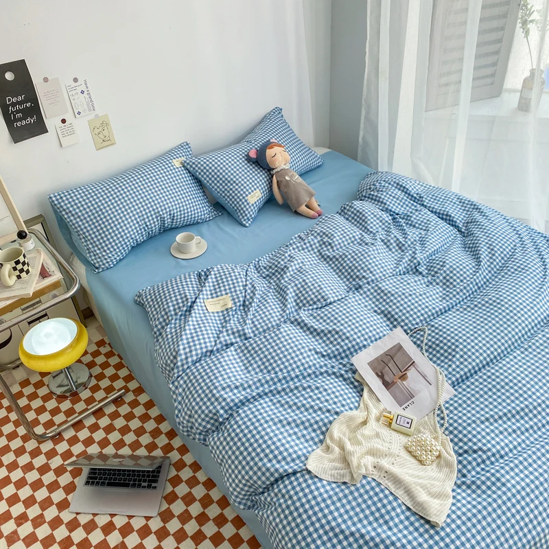 

Small plaid pattern style single quilt cover double bed down duvet cover220x240cm large size quilt cover without pillowcase