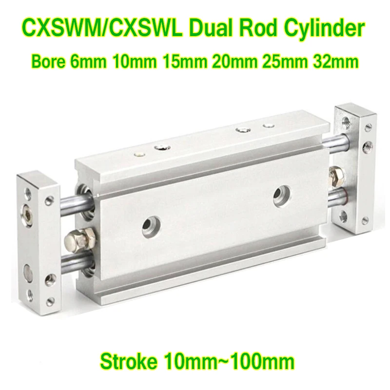 CXSWM CXSWL Pneumatic Air Cylinder Dual Rod Biaxial CXSWM6 CXSWM10 CXSWM15 CXSWL10 CXSWL15 Double Rod Type Cylinder With Magnet