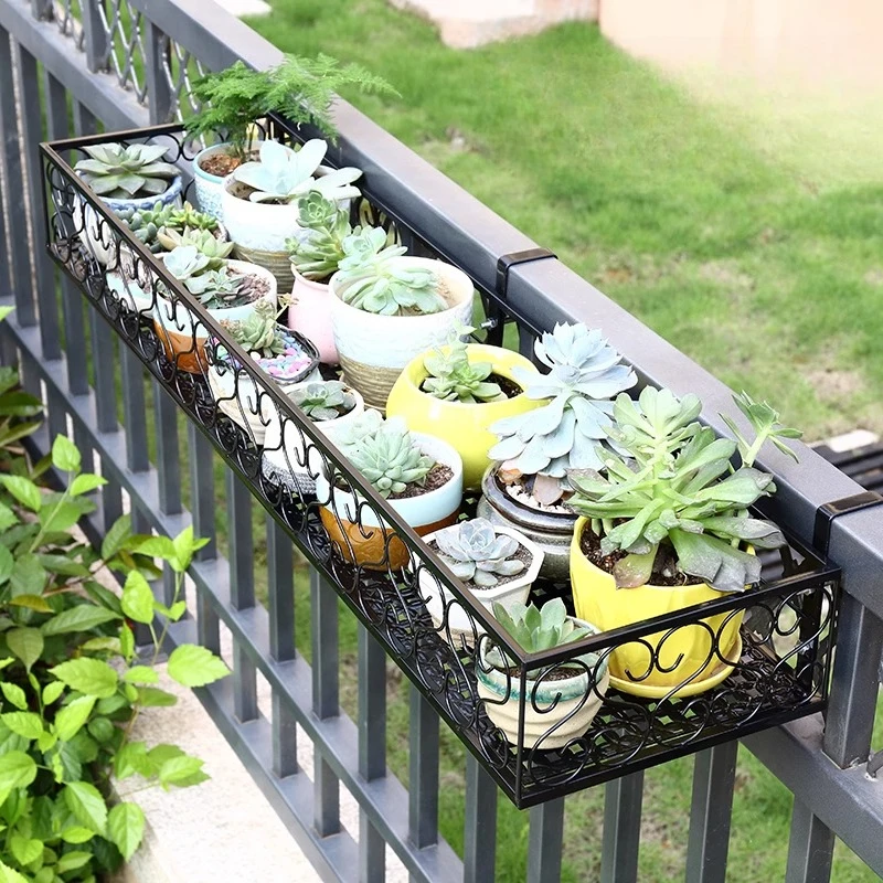 

Balcony Flower Stand Hanging，Plant Bracket Wrought Windowsill Organizer Shelf Outdoor，Garden Display Rack Heavy Duty Storage