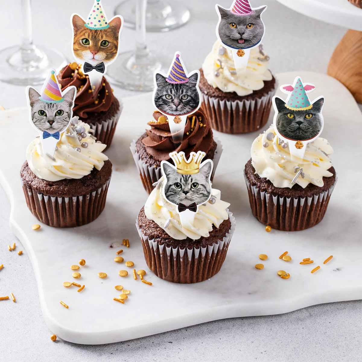 Cat Theme Birthday Party Disposable Tableware Paper Plate Cup Cake Topper Kids Birthday Party DIY Aarrangement Supplies