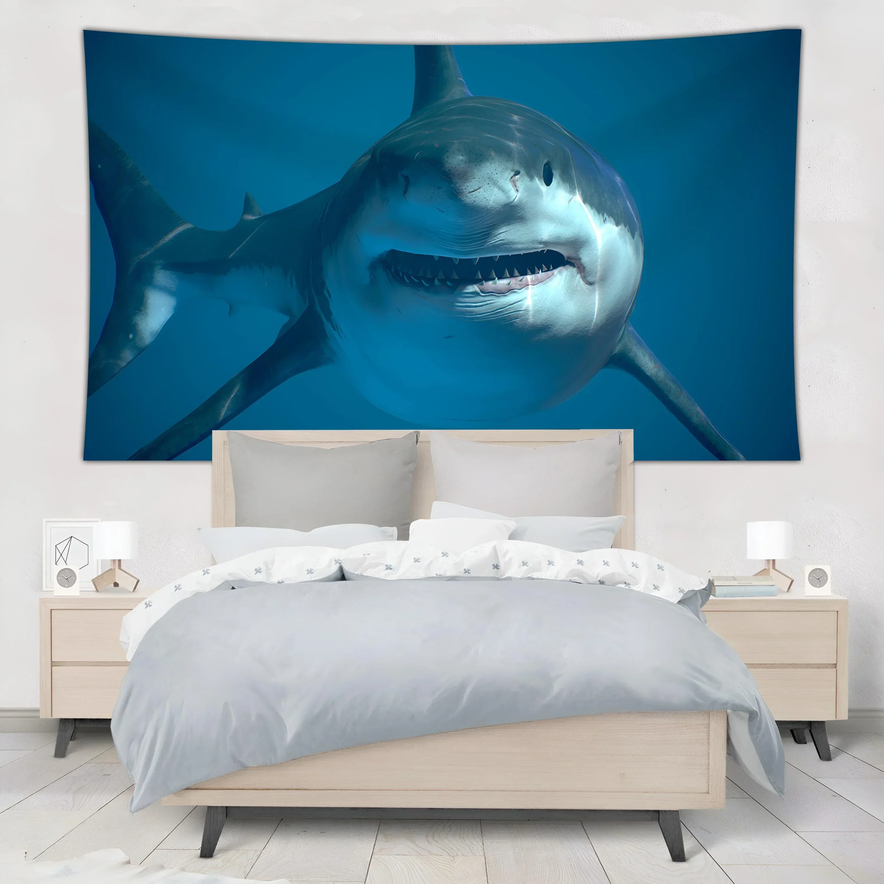 Underwater World Horror Giants Shark Diving Oppressive Feeling Decorative Wall Tapestry Home Dormitory