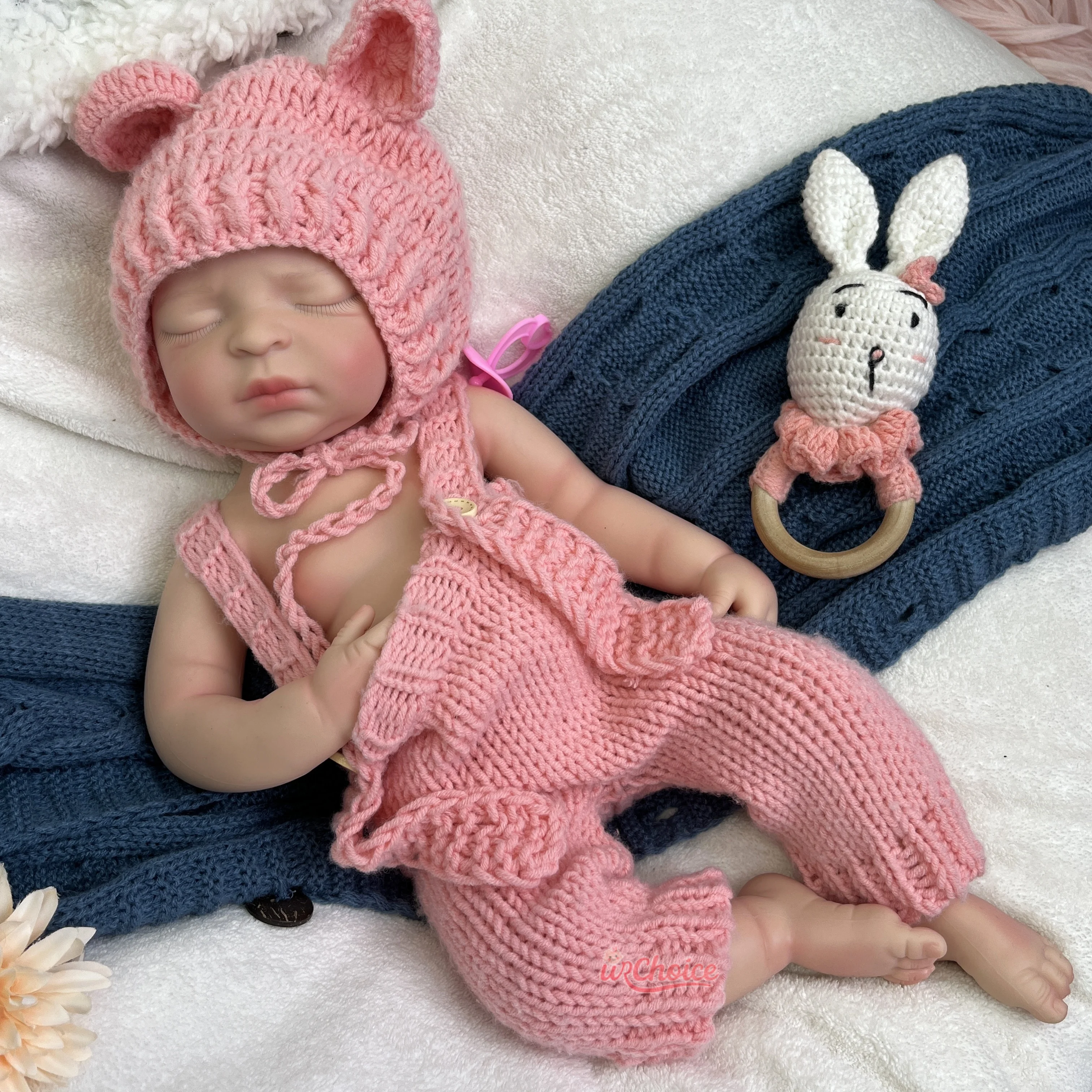 

Artificial 17inch Reborn Baby High-Quality Silicone Children Gift Hypoallergenic Newborn for Educational Props