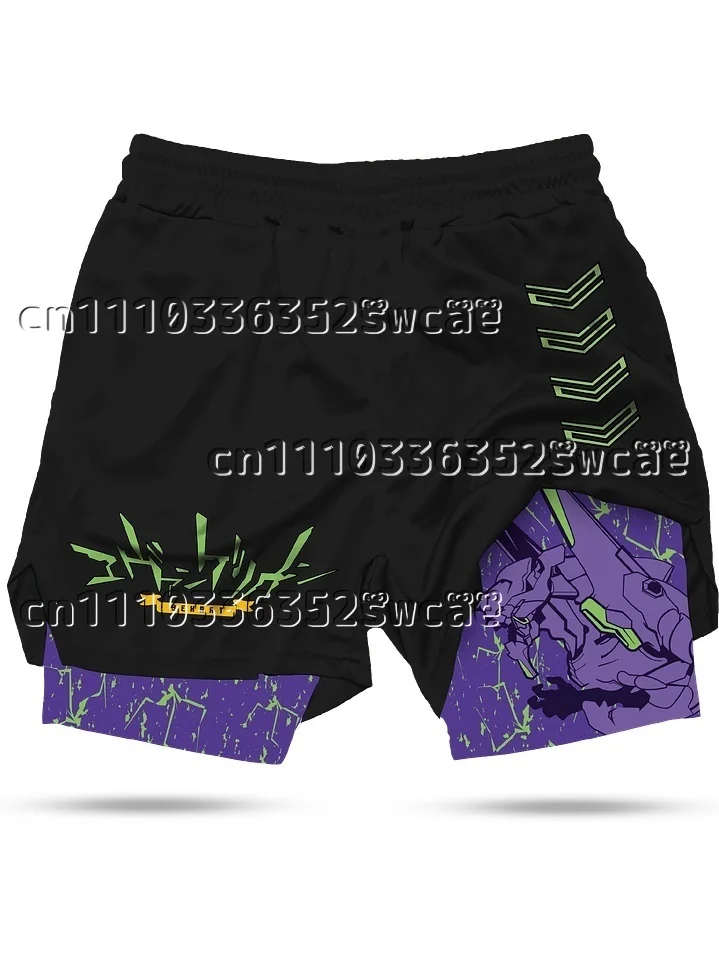 FamilyMatching Anime New Century Evangelion Warrior Theme Fake Two Shorts Summer Fitness Adult Children Parent Child