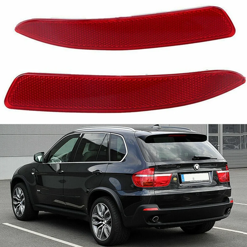 1 Pair Left & Right Rear Bumper Reflector Sticker Cover for-BMW E70 X5 2007-2013 63217158949 63217158950