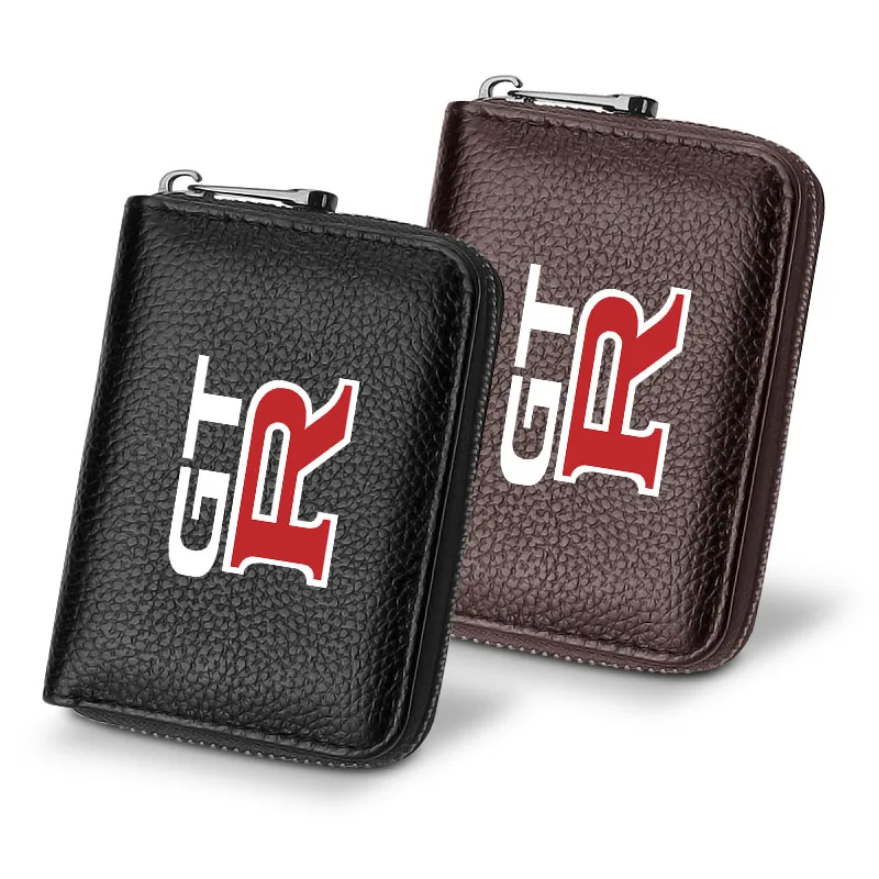 Leather Men Car Driver's License, ID Card, Bank Card Wallet for Nissan GTR J10 J11 Juke X Teana Skyline Kawasaki R32 R34 R35
