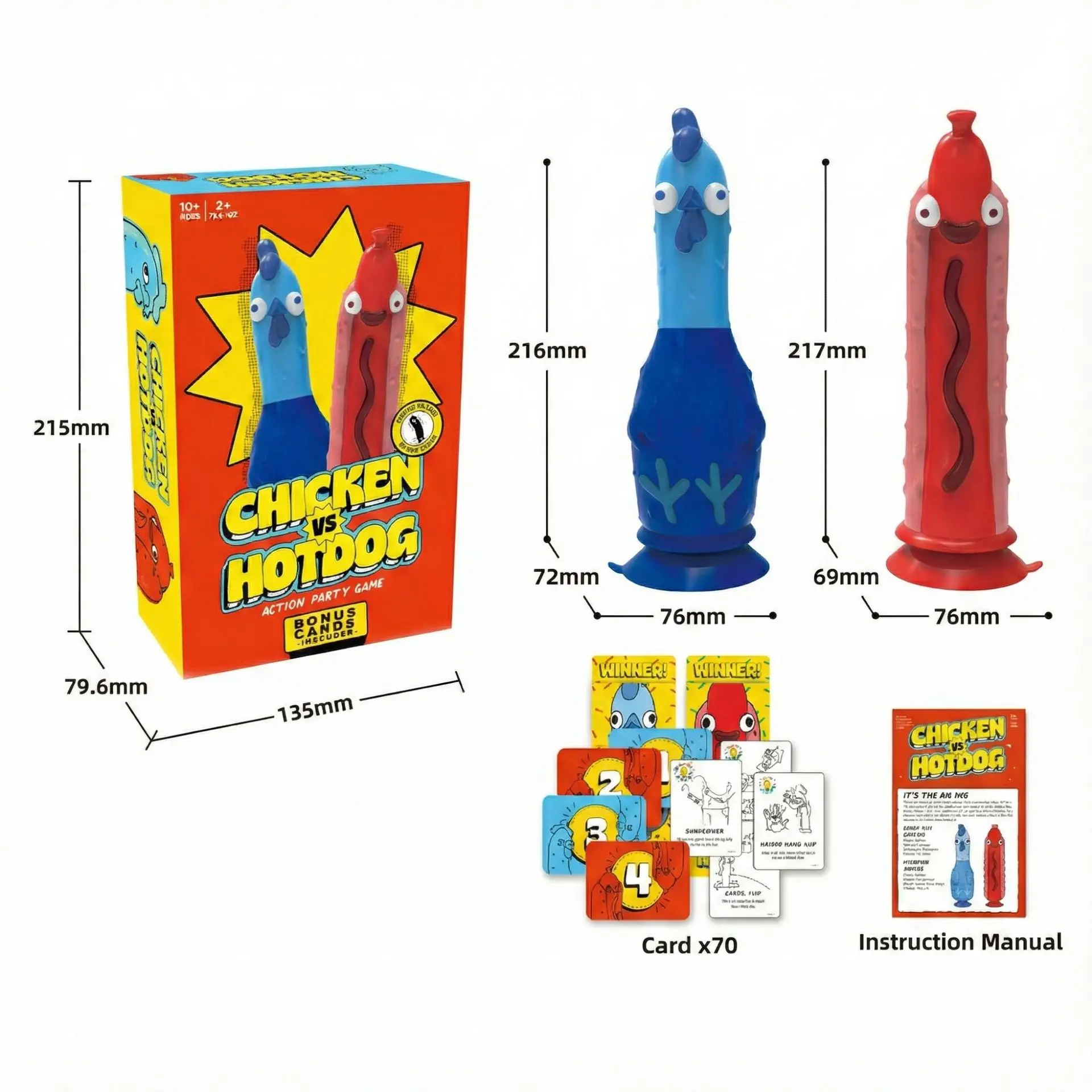 

Flip Challenge Hot Dog vs Chicken Card Game Fun Family Games Party Games Tabletop Toys Christmas Gift