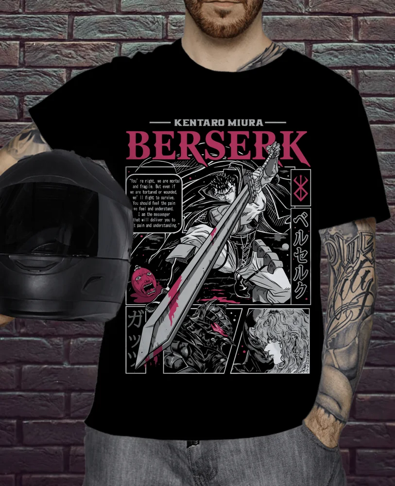 Berserk T-shirt Strip Guts Berserker Armour Horror Anime Gift Tee Shirt All Size