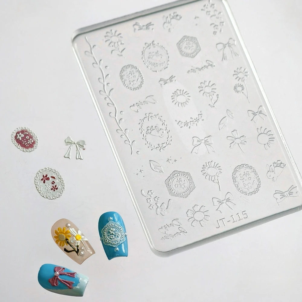 

Lovely Bowknot Rabbit Daisy Flowers Petal 3D Reliefs Silicone Nail Art Accessories Cute Manicure Molds UV Gel DIY Carving Mould