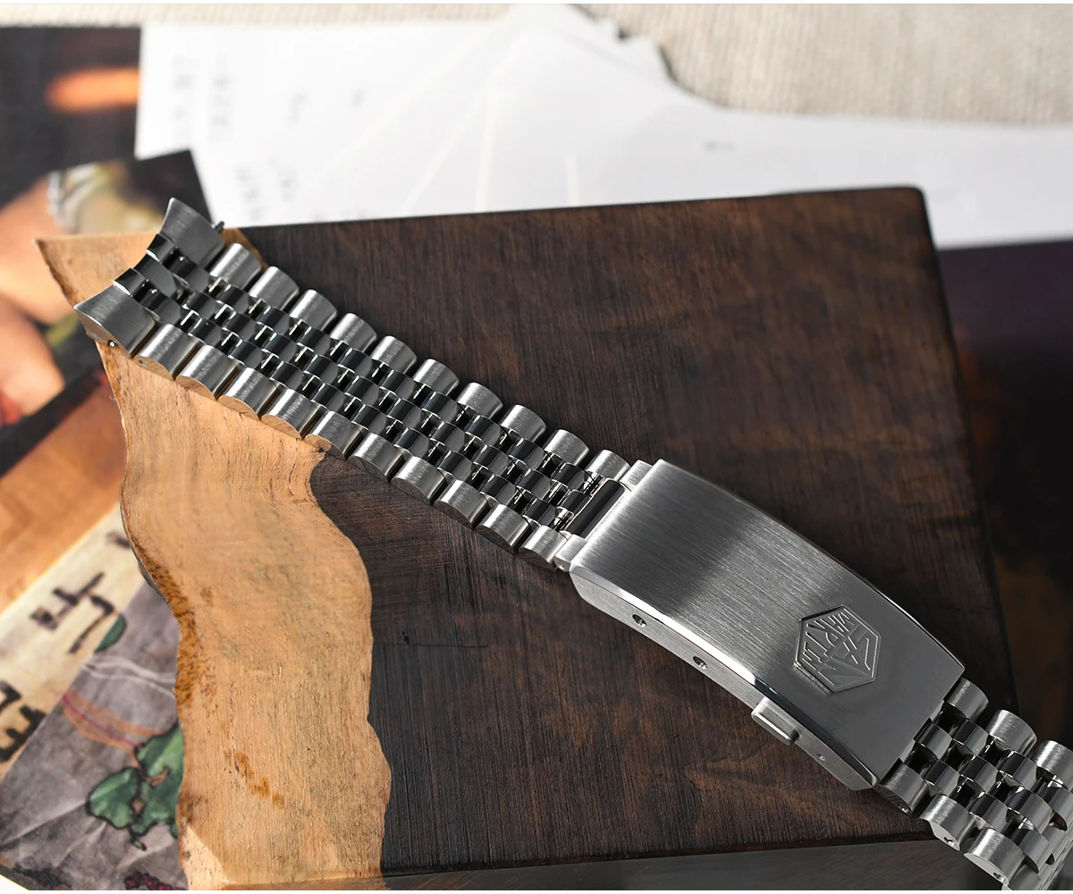 ステンレススチール リンクブレスレット 約20mm幅 San martin juilee-ステンレス鋼の時計のブレスレット,湾曲したエンド