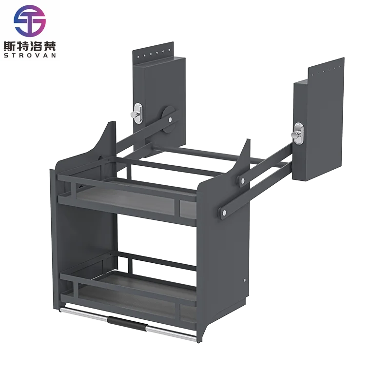 

Pull Down Kitchen Cabinet Organizers Kitchen Storage Double Top Cabinet Condiment Basket Steel Drawer Pull Down Cabinet