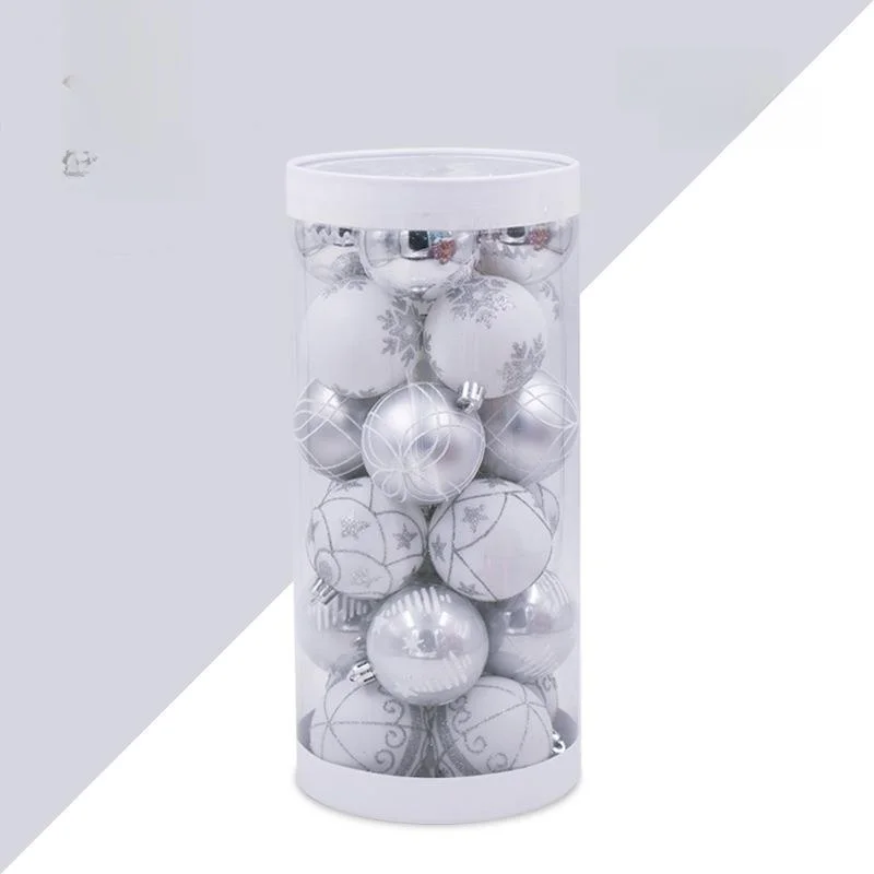 

Christmas Decorative Painted Ball Ornaments 24pcs Silver Color Christmas Tree Hanging Decorations Festive Celebration Supplies