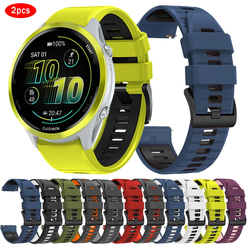 2 Stück Silikon-Uhrenarmband für Garmin Forerunner 165 265 570 Sportarmband für Garmin Venu Sq 2 3 4 Vivoactive 6 20mm 22mm Armband