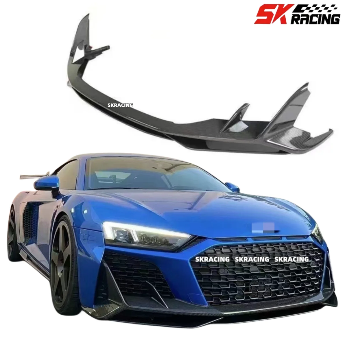 Car Accessories Fit Audi R8 Coupe V10 2020-2023 Dry Carbon Fiber Front Bumper Lip Splitter Spoiler Body Kit