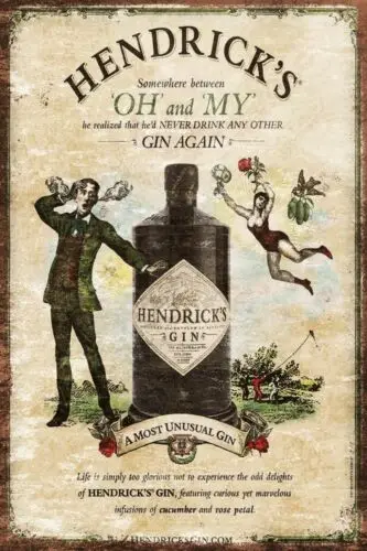 Hendrick's Gin Oh My! Advert Metal Sign Plaque, Funny Retro Vintage Style