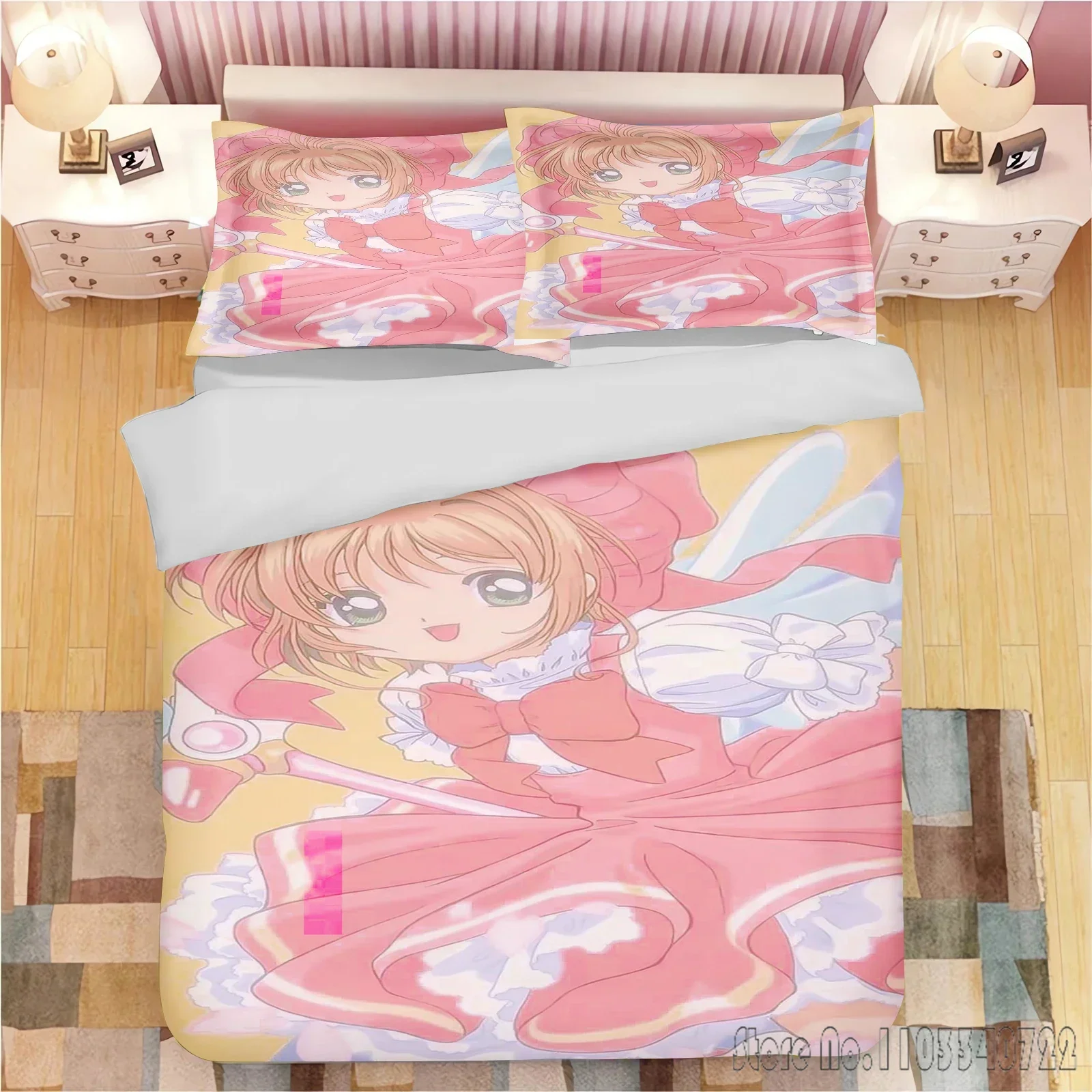 

Anime Cardcaptor Sakura Love Child Duvet Cover Set HD Comforter Cover Bedclothes for Kids Bedding Sets Bedroom Decor