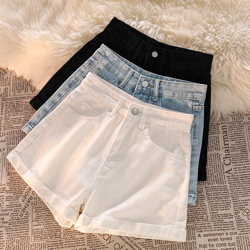

Y2k Streetwear Denim Shorts Women Summer Casual Harajuku High Waist Short Jeans Korean A Line Pocket All Match Wide Leg Shorts