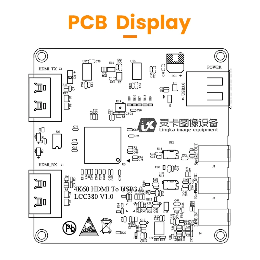 LCC380 4K60 HDMI to USB3.0 Video Capture Card,1080p60 MJPEG/YUV Output,Audio Mixing,for Live Streaming, Game Broadcast,Recording