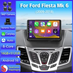 Android 16 Carplay Auto For Ford Fiesta Mk 6 2009 2010 2011 2012 2013 - 2018 Multimedia Car Radio Player WIFi+4G DSP GPS 2DIN