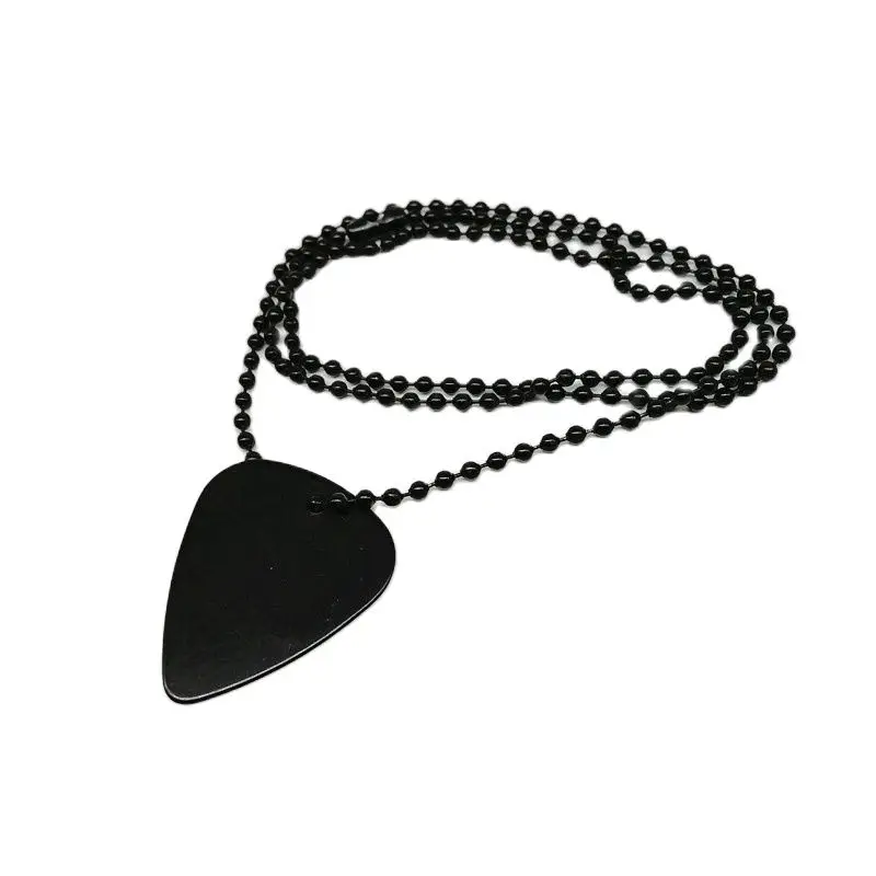 Guitar Picks with Bead Chain, Black Reed Mediator Plectrum, Electric Acoustic Necklace