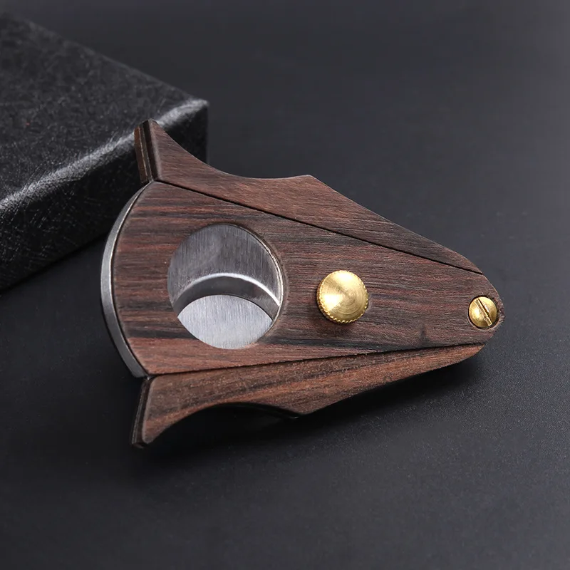 Cigar Cutter Stainless Steel Wood Bat Shape Guillotine Cigar Portable Sharp Cigar Scissors Accessory with Gift Box