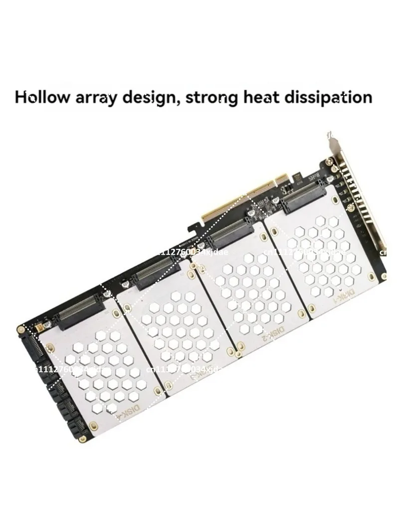 4-Disk SFF8639 U.2 NVME & SATA 2.5-Inch Hard Drive to PCIE4.0 X16 Split Card, PCIE4.0 Hard Disk Adapter for Server