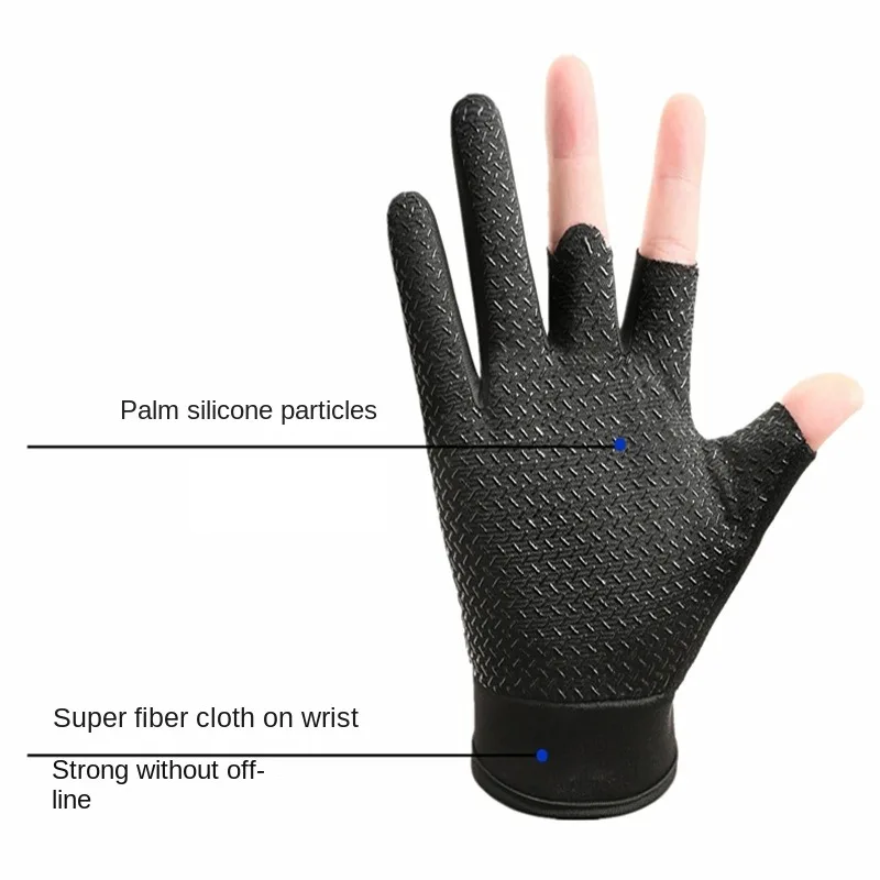 Sommer Angeln Radfahren Handschuhe Männer Drei Finger Cut Handschuhe für Angeln Sonnenschutz Männlich Anti-Slip Stick Atmungsaktive Dünne Handschuhe – Detail 2